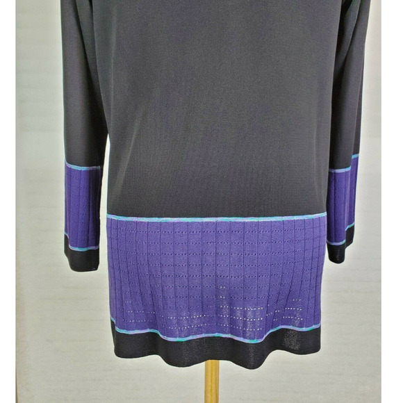 LAST CHANCE Vtg MISOOK Color Block Black Button Cardigan L - Picture 6 of 10